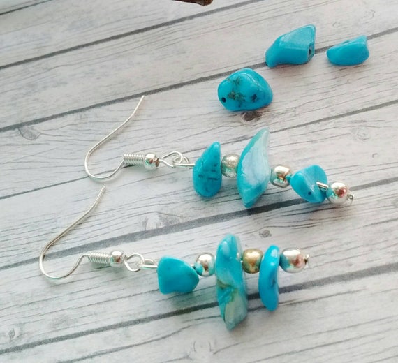 Turquoise Earrings Boho Jewellery Shell Chip Earrings Beach