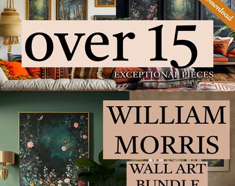 19 William Morris-tryck, William Morris-tryck i skogspaket, Morris-utställningstryck i paket, vintage väggkonst, William Morris-affisch