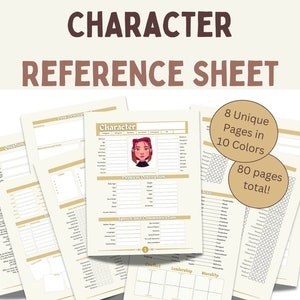 Character Profile|| Digital or Printable Character Planner, Character Template, Character Reference Sheet, Character Development for Writers