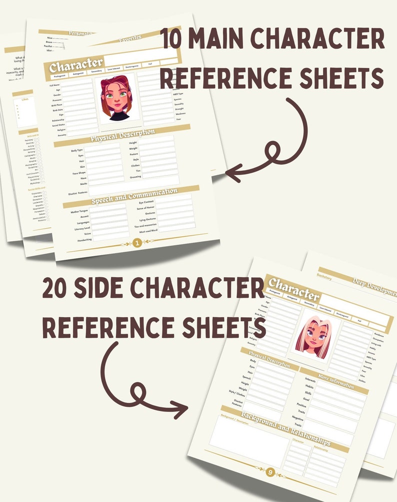 Character Workbook Digital, Printable Character Planner, Character Character Workbook Digital, Printable Character Planner, Character
