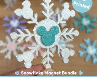 Mouse Ears Snowflake Magnet 10 Pack Bundle | 3D Printed | Cute Cruise Door Magnet | Pixie Dust Gift | Holiday Cruise | Magnet Exchange