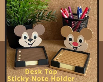 Chip & Dale Sticky Note Holder | 3d Printed | Theme Park Inspired | Desk Organization | Office Supplies | Disney Inspired | Unique
