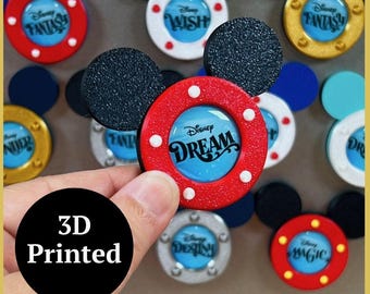Mouse Head Porthole Magnet | Fish Extender | Cruise Ship Magnet | Gift Exchange | Fridge Magnet | Locker | FE | 3d Printed | Pixie Dust