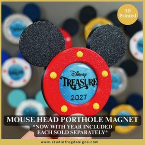 Mouse Head Porthole Magnet | Fish Extender | Cruise Ship Magnet | Gift Exchange | Fridge Magnet | Locker | FE | 3d Printed | Pixie Dust