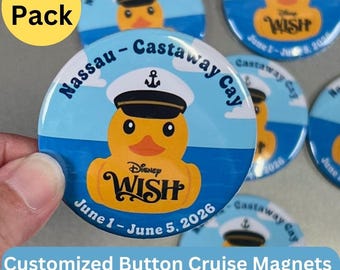 Personalized Duck Button Magnets – Set of 6 | Cruise Keepsake | Cruise Door Magnets | Fish Extenders, Magnet Exchanges & Duck Hiding!