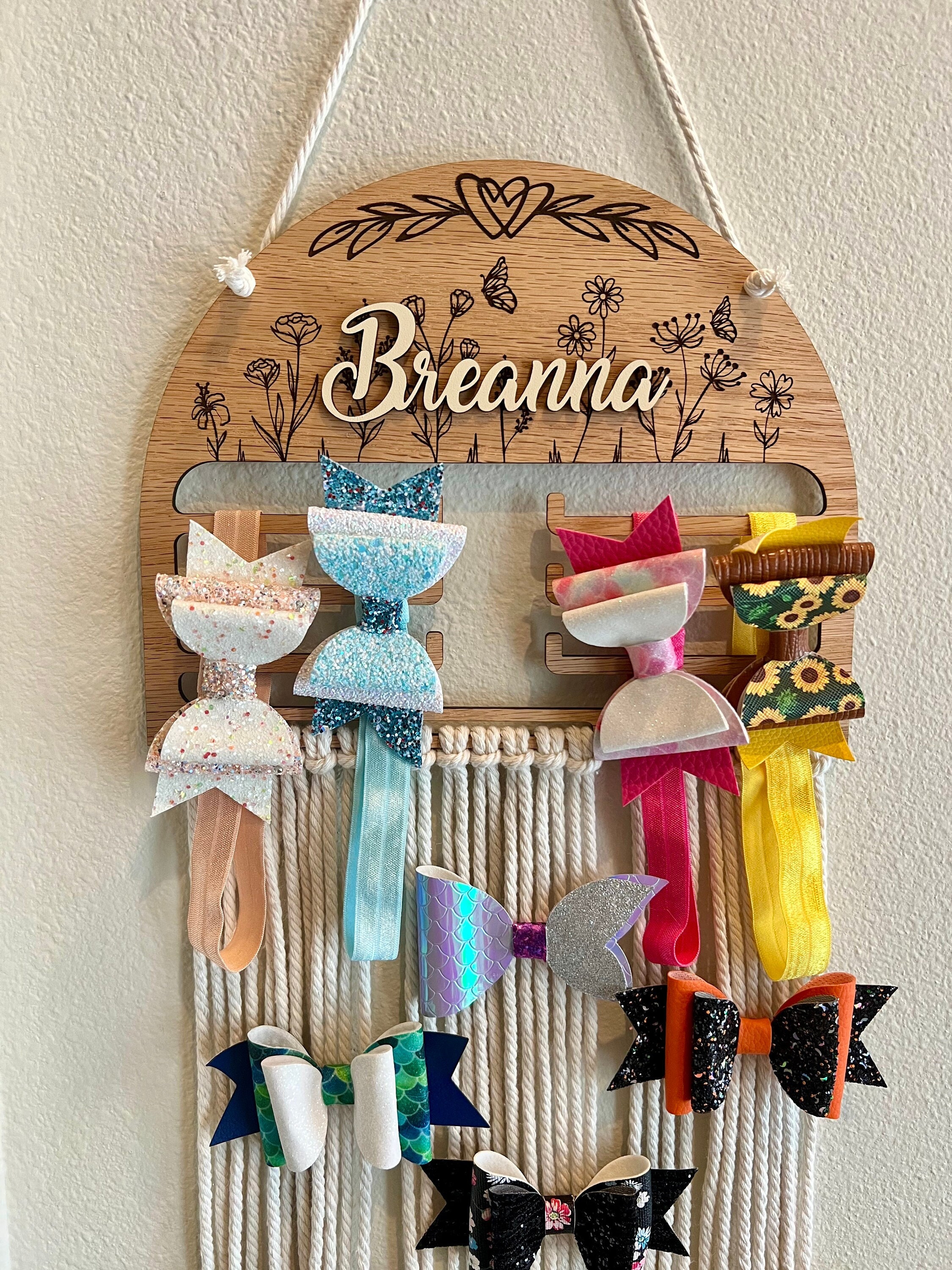 Bow Holder Nursery Decor, Macrame Bow Holder, Personalized Boho Hair Bow  Organizer, Baby Girl Hair Accessories, Wall Hanging Bow Storage, 