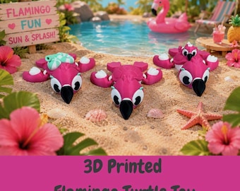 Articulated 3D Printed Flamingo Turtle Desk Pet | PLA Toy