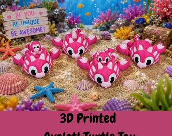 Articulated 3D Printed Axolotl Turtle Desk Pet | PLA Toy