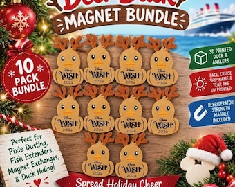 Deer-Duck Magnet 10 Pack Bundle | 3D Printed Duck Magnets | Cute Cruise Door Magnet | Pixie Dust Gift | Holiday Duck | Magnet Exchange