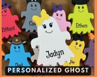 Personalized Halloween Ghost | Custom Name 3D Printed Ghost | Boy or Girl | Classroom Gift | Halloween Decor | Shelf Sitter