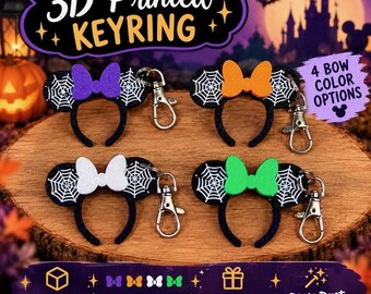 Spooky Mouse Ears Keychain | 3D Printed Keyring | Halloween Party Favor | Trick-or-Treat Alternative | Pixie Dust Gift | Accessory