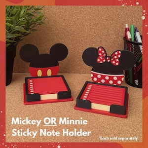 Mickey or Minnie Sticky Note Holder | 3d Printed | Theme Park Inspired | Desk Organization | Office Supplies | Disney Inspired | Unique