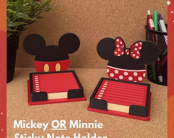 Mickey or Minnie Sticky Note Holder | 3d Printed | Theme Park Inspired | Desk Organization | Office Supplies | Disney Inspired | Unique