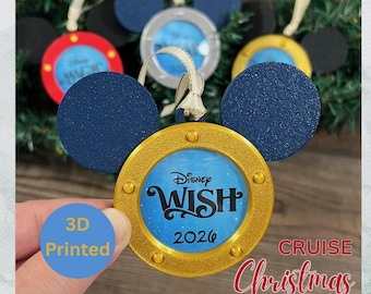 Mouse Head Porthole Ornament | Fish Extender | Cruise Ship Ornament | Gift Exchange | FE | 3d Printed | Pixie Dust | Ornament Exchange