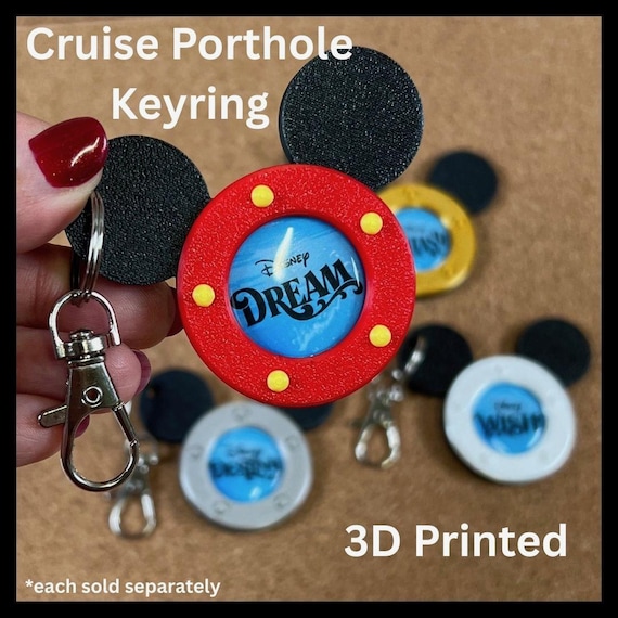 Porthole Mouse Ears Keyring | Fish Extender Gift | Cruise Ship Keychain | Gift Exchange | Bag Tag | FE | 3d Printed | DCL Pixie Dust