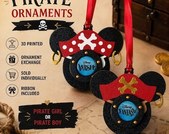 Pirate Cruise Ornament, Cruise Keepsake, Fish Extender Gift, Ornament Exchange, Pirate Gift, 3D Printed Keepsake