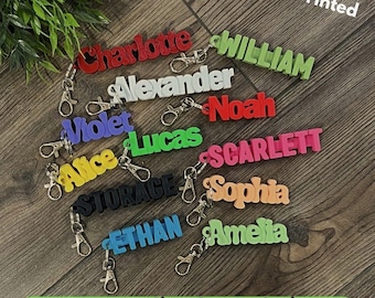 Personalized 3D Printed Name Keychain: Custom Bag Tag, Water Bottle, School, Daycare, Preschool, Diaper Bag, Lunch Box