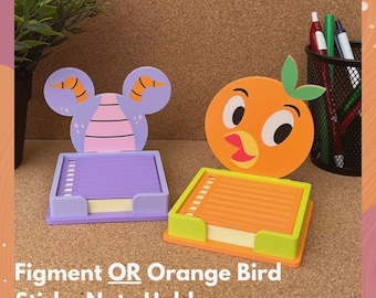 Figment or Orange Bird Sticky Note Holder | Desk Organization | Office Supplies | 3d Printed