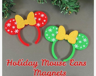 Holiday Mouse Ears Headband Magnets | Festive Refrigerator Magnet | Merrytime Cruise Souvenir | Cruise Door Decor | Christmas Gift