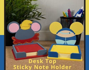 Cinderella, Dumbo OR Belle Sticky Note Holder | 3d Printed | Theme Park Inspired | Desk Organization | Office Supplies | Disney Inspired
