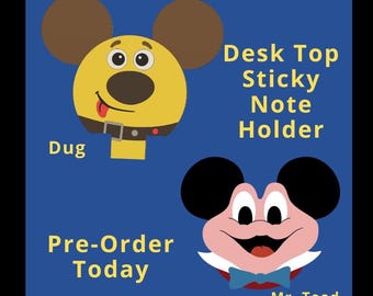 Mr Toad OR Dug Sticky Note Holder | 3d Printed | Theme Park Inspired | Desk Organization | Office Supplies | Disney Inspired | Unique