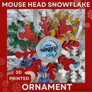 Mouse Snowflake Ornament 2026 | Fish Extender | Cruise Ship Ornament | Gift Exchange | FE | 3d Printed | Pixie Dust | Ornament Exchange