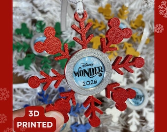 Mouse Snowflake Ornament 2026 | Fish Extender | Cruise Ship Ornament | Gift Exchange | FE | 3d Printed | Pixie Dust | Ornament Exchange