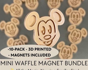 Mini Waffle Magnets 10 Pack, 3D Printed Cruise Magnets, Fish Extender Gift, Pixie Dust Gift, Cruise Cabin Door Decor