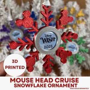 Mouse Snowflake Ornament | Fish Extender | Cruise Ship Ornament | Gift Exchange | FE | 3d Printed | Pixie Dust | Ornament Exchange