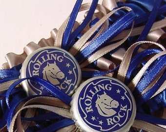 Wedding garter set ROLLING ROCK Bottle Cap  Keepsake a Peterene Design