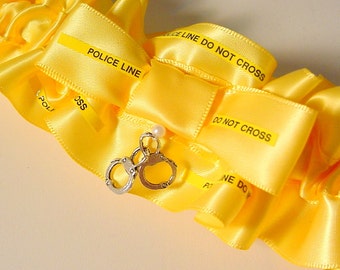 Wedding garter  POLICE LINE do not CROSS  Keepsake garter