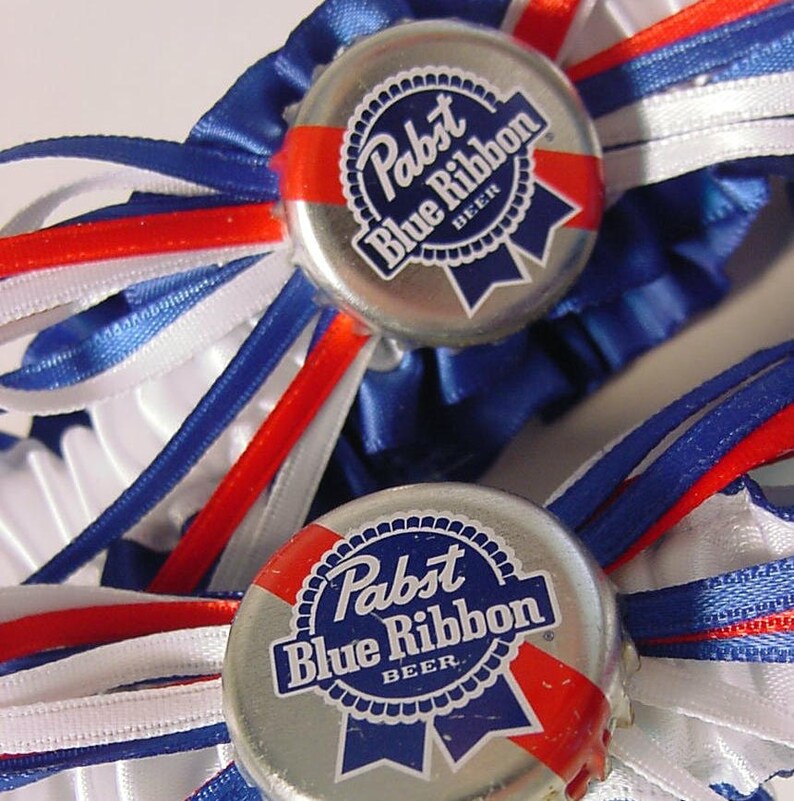 Wedding Garter Set PABST BLUE RIBBON Bottle Cap Garter Set Etsy