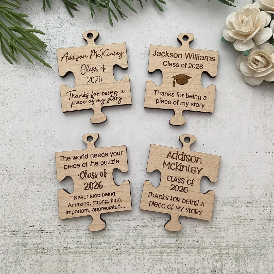 Puzzle Piece Wood Tokens or Key Chains – Graduation Exchange - Party ...