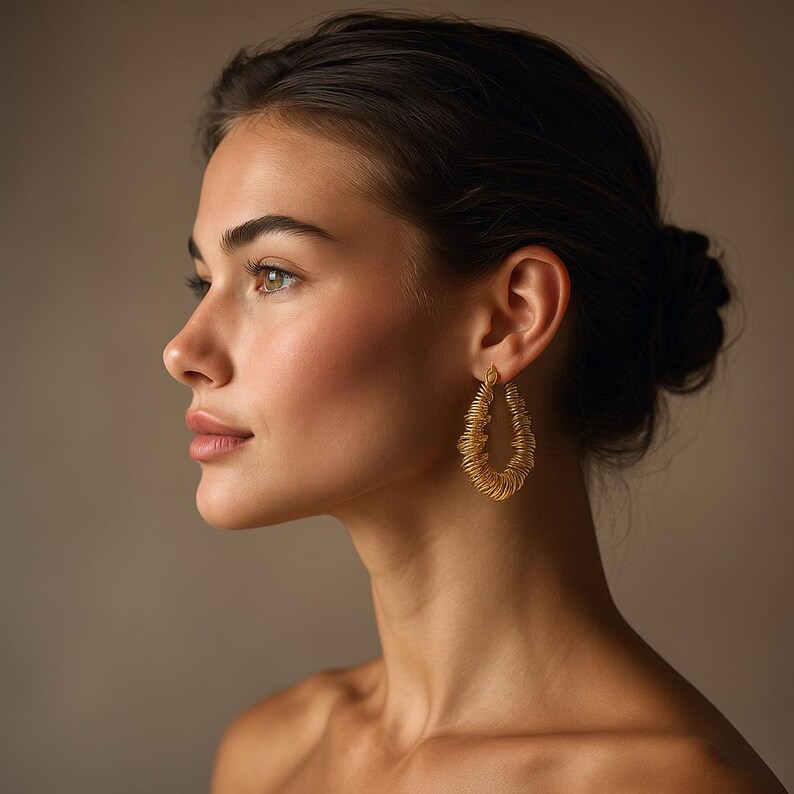 Gold U-Shaped Hoop Earrings: Stainless Steel Modern Jewelry image 1