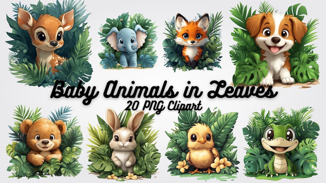 Imágenes prediseñadas de animales bebés: imágenes PNG de safari y