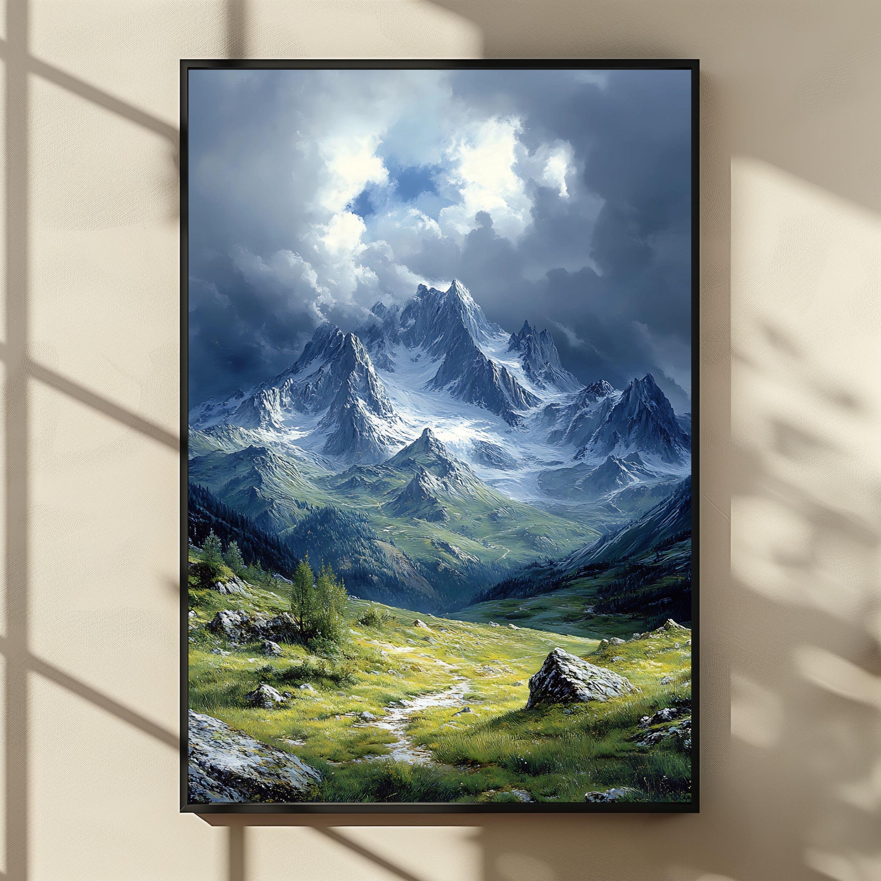 Brooding Mountain Skies Print: Jagged Peaks Storm Cloud Landscape