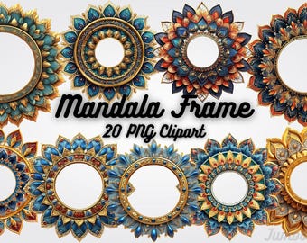 Mandala Frame Clipart: Intricate Mandala PNG Designs (Digital Download 12x12