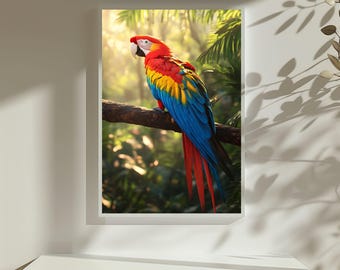 Macaw Jungle Print: Tropical Bird Wall Art (Digital Download)
