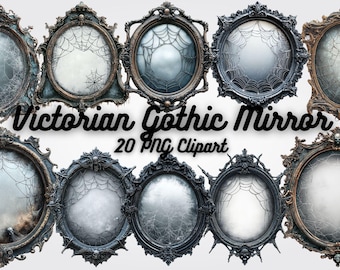 Clipart de espejo gótico: Marcos antiguos victorianos (descarga digital, 30 x 30 cm)