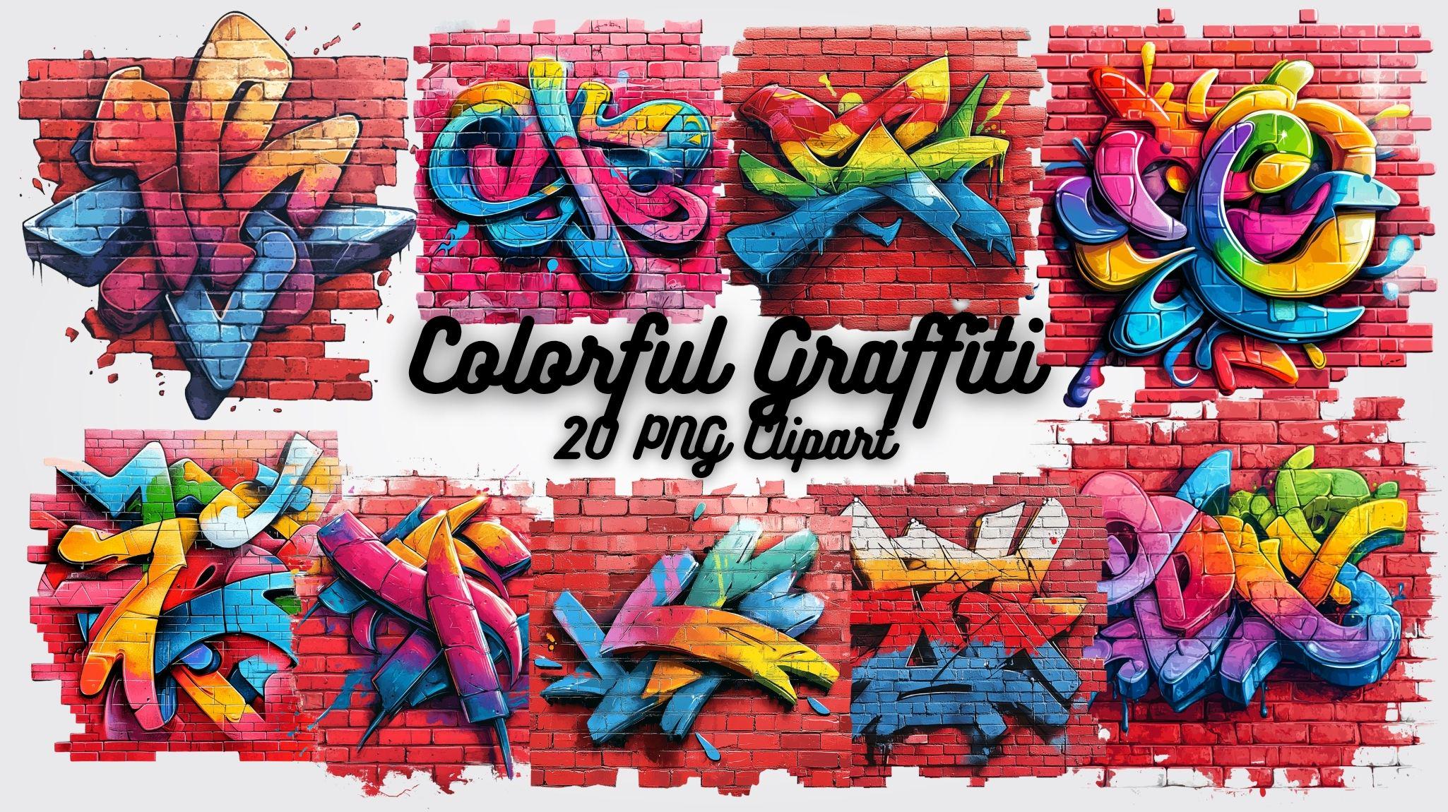 Colorful Graffiti Clipart PNG: Urban Street Art Graphics (digital ...