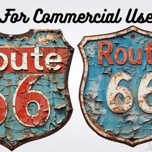 Route 66-skylt Clipart: Vintage Americana PNG (digital nedladdning) bild 4