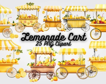 Clipart vintage limonadekar: zomermarktkraam, png (digitale download)