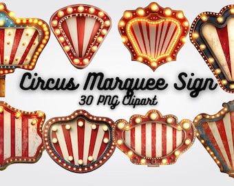 Clipart för cirkustältskylt: Retro karnevalsdesigner (digital nedladdning av 30 PNG)
