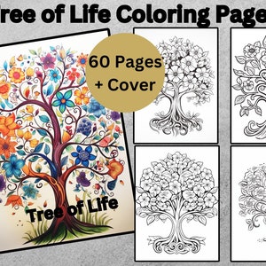 Tree of Life Coloring Book: 60 Grayscale Pages (Digital Download)