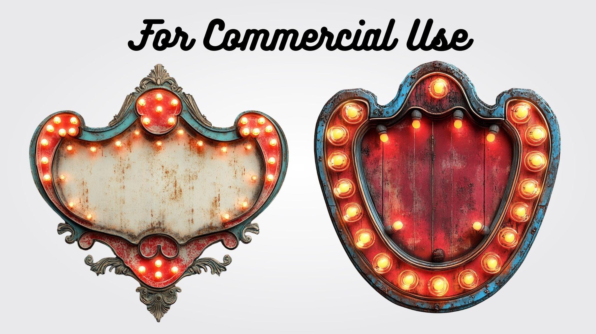 Retro Marque Sign Retro Marquee Sign Clipart: 25 Vintage Light Sign PNG Graphics - Etsy