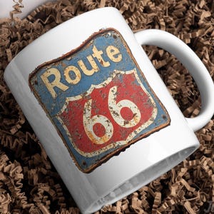 Route 66-skylt Clipart: Vintage Americana PNG (digital nedladdning) bild 3