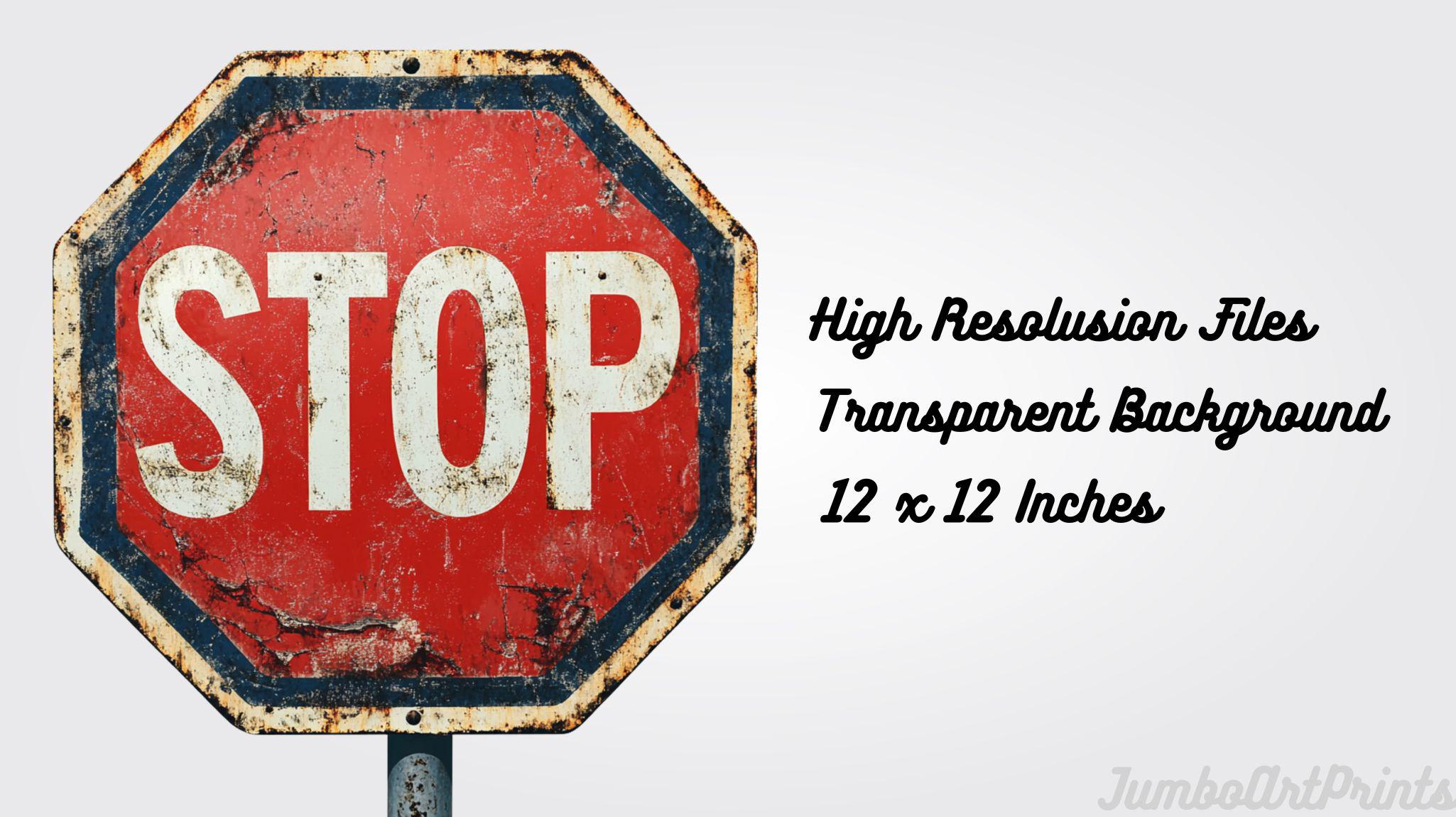 Stop Sign Retro Vintage Stop Sign Clipart: 20 Retro Grunge Pngs (digital Download) - Etsy