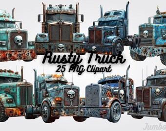 Rusty Truck Clipart: Vintage Farm Truck PNG (Digital Download)