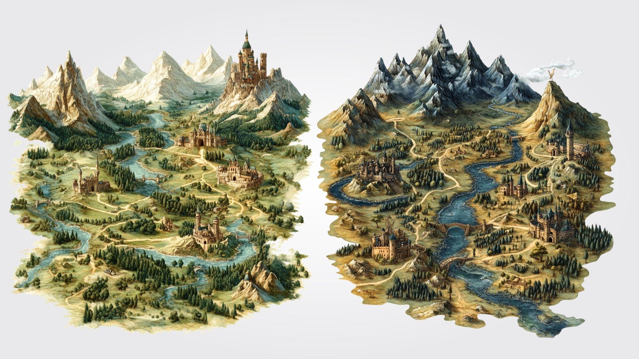 Vintage Medieval Map Clipart: Fantasy World Pngs (15 Files, Instant ...