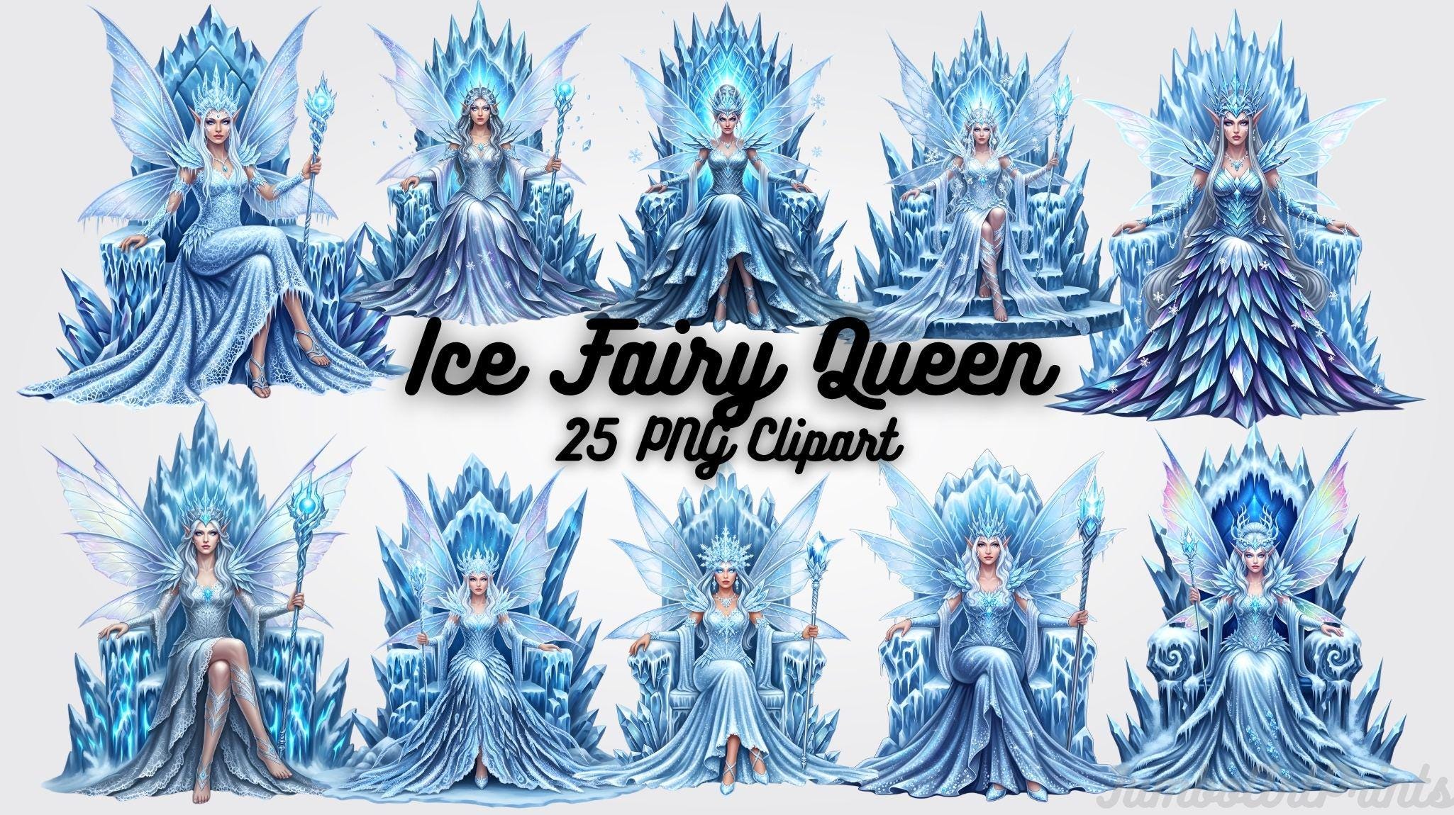 Ice Fairy Queen PNG Set – 25 Frozen Fantasy Illustrations - Etsy
